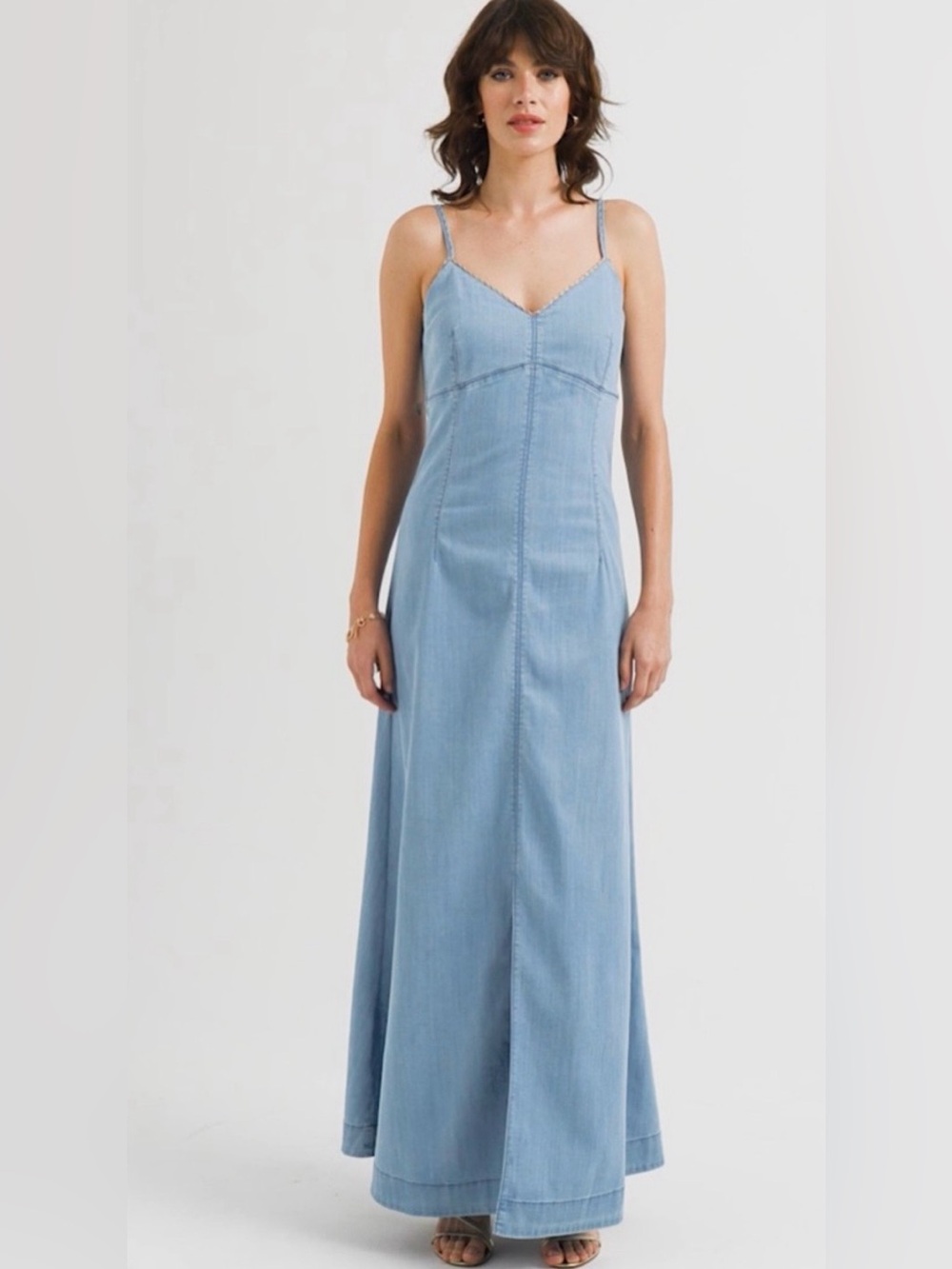 White House Black Market Light Blue Maxi Dress with front slit size 4